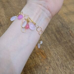 Gold and Pink Gemstone Bracelet